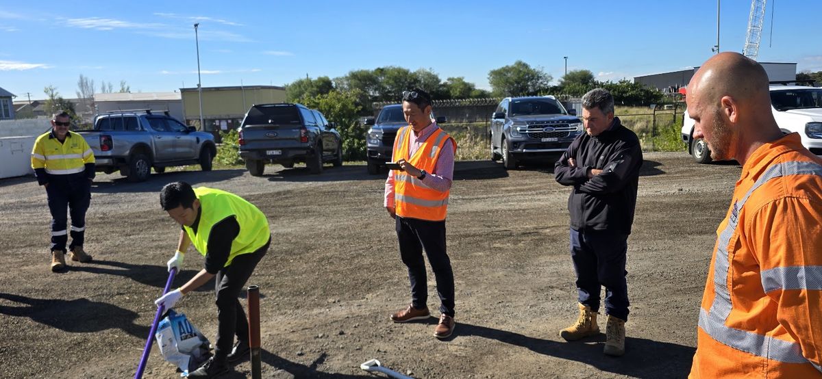 Crew preparing a road repair site
