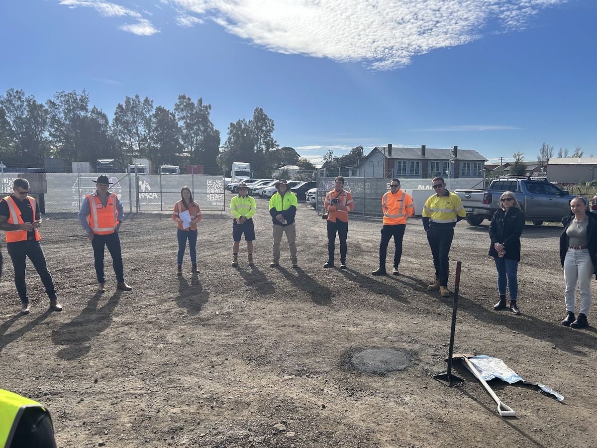Large crew training session on a road