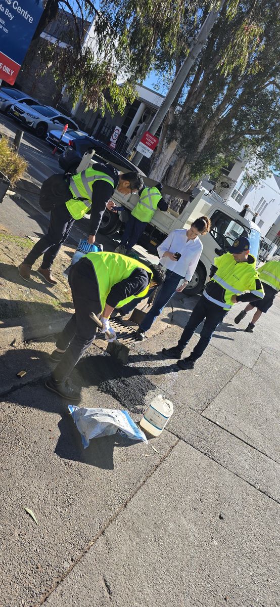 Crew working on a residential street